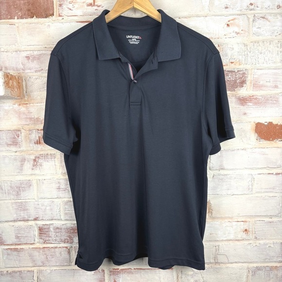 UNTUCKit Other - UNTUCKit Mens Navy Supima Cotton Polo Sz L Wrinkle Free Regular Fit Smart Casual